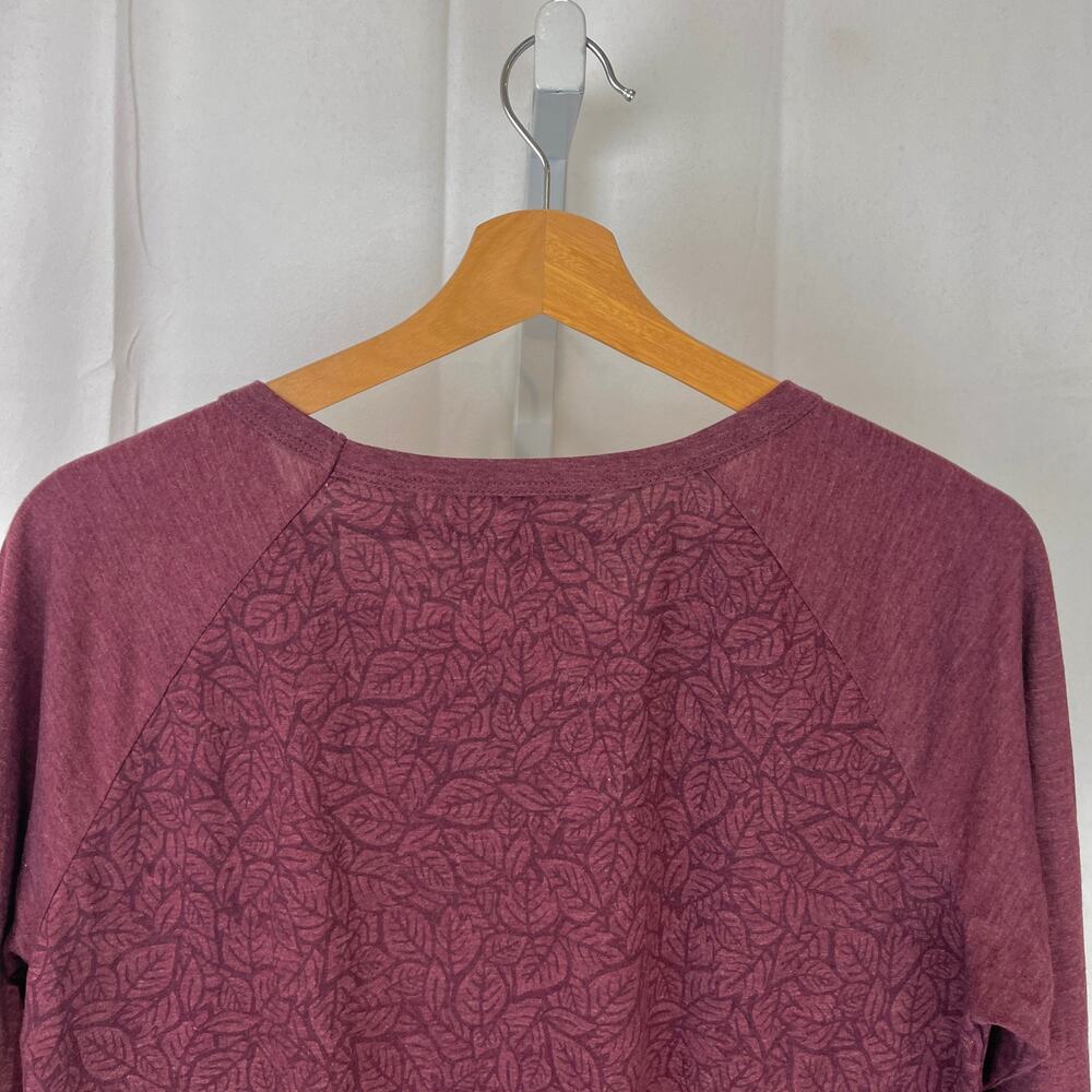 TEN TREE TenTree Topiary Print 3/4 Sleeve Shirt Raglan Baseball Wine Red L - Picture 6 of 9
